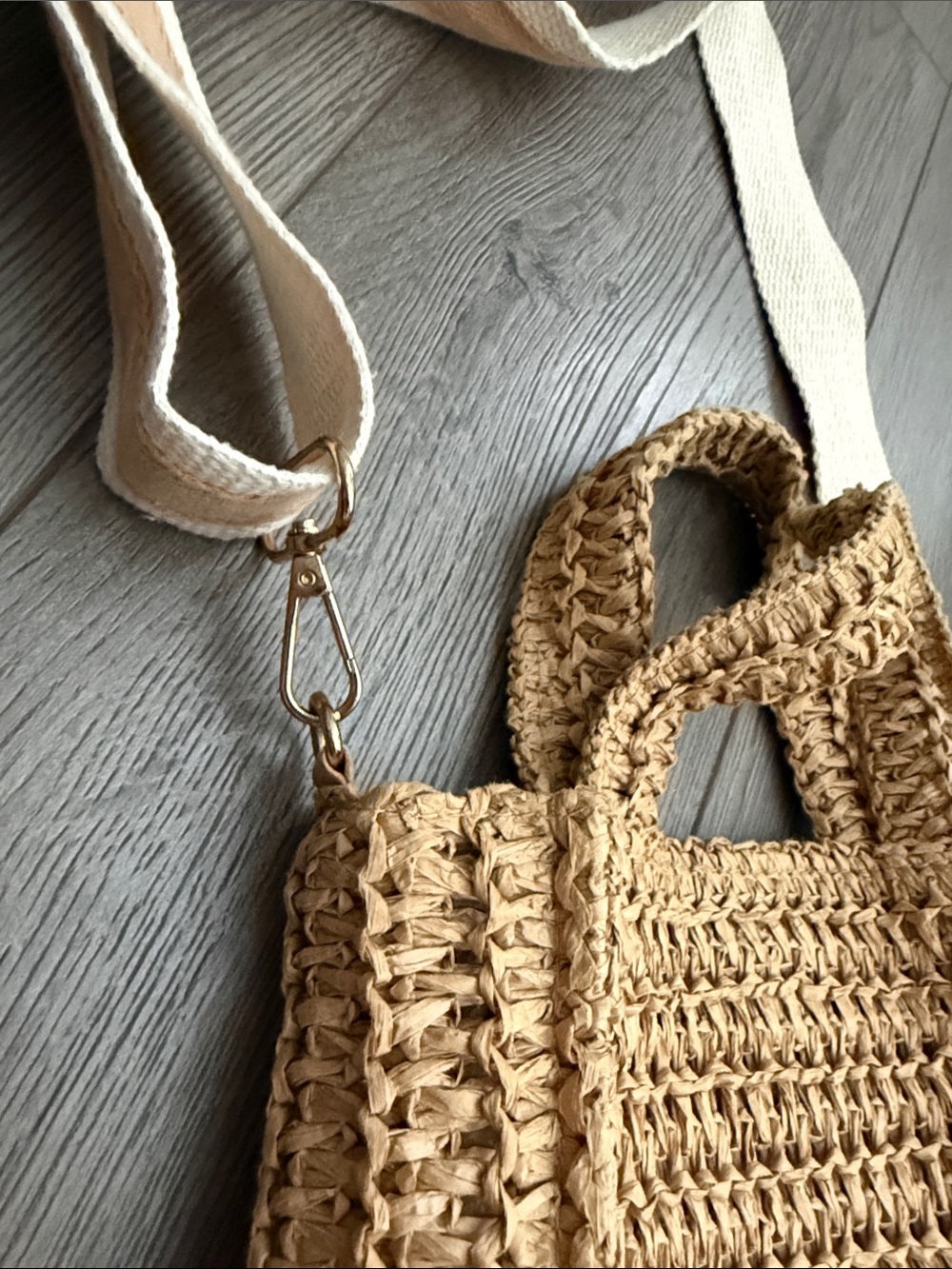Woven Straw Crossbody Tote Bag - Natural - Picture 6 of 6